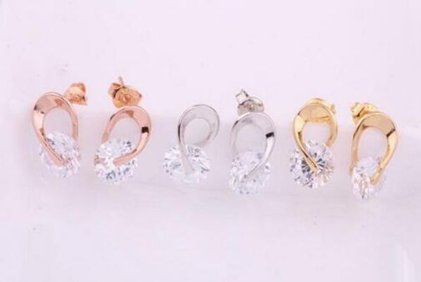 

new european and american pop joker spiral crystal zircon ear studs are fashionable, classic and elegant, Silver