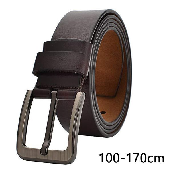 

plus size 100 130 140 150 160 170cm belt for men real genuine leather belts waistband brown black pin buckle belt accessories, Black;brown
