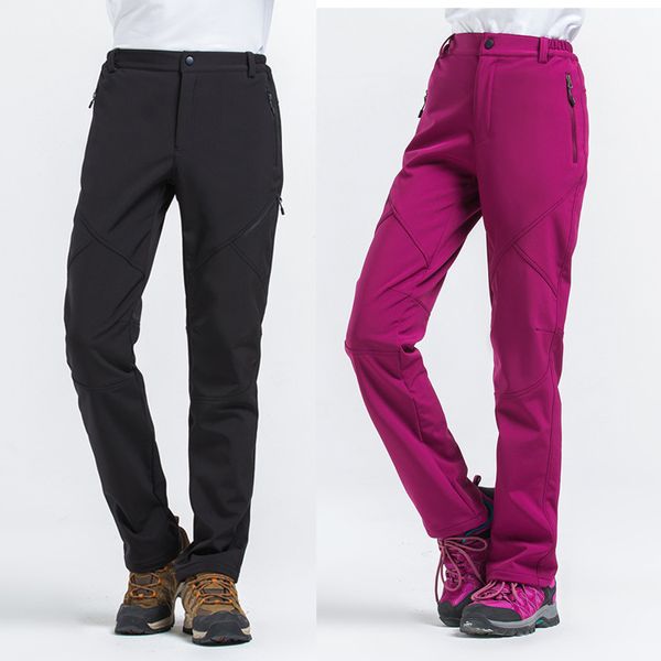 

winter women hiking pants outdoor softshell trousers waterproof windproof thermal for camping ski climbing, Black;green