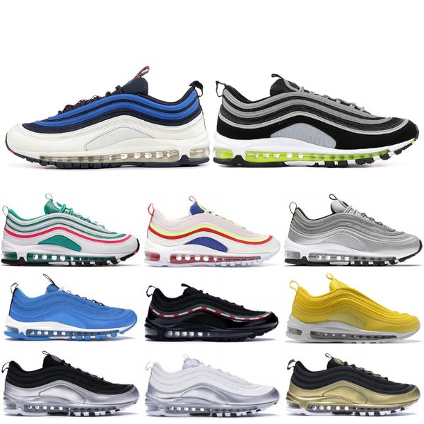 

2020 97 97s men running shoes balck metallic gold south beach prm yellow triple white 97s designer women sports sneakers us 5.5-11