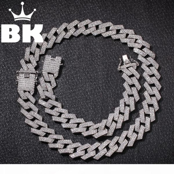 

new color 20mm cuban link chains necklace fashion hiphop jewelry 3 row rhinestones iced out necklaces for men, Silver