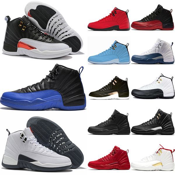 

12 reverse taxi 12s men basketball shoes midnight black white grey flu game royal mens trainer athletic sports sneakers size 41-47