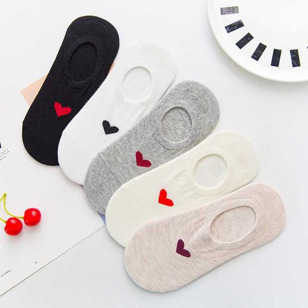

jeseca 2pairs/lot new female jacquard heart socks slippers cute kawaii short socks spring summer invisible non slip, Black;white