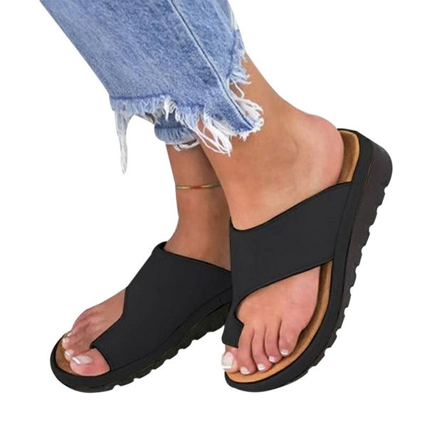 

2019 summer women's fashion summer slippers thick- sandals slippers toes beach shoes new fashion t16, Black
