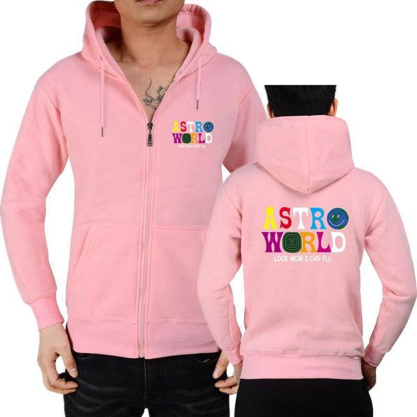 

astroworld print mens designer jackets fashion loose zipper pockets mens hooded jackets casual long sleeve males clothing, Black;brown