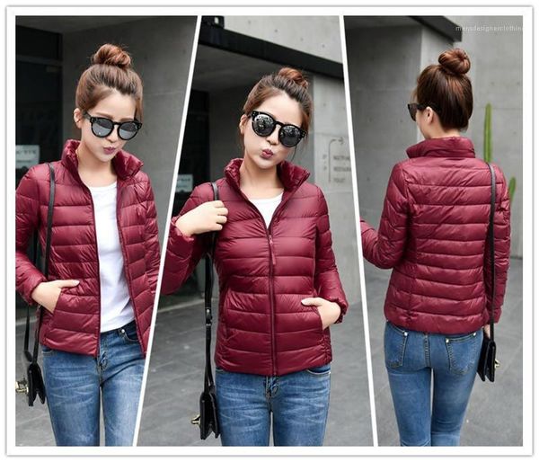 

collar ladies parkas designer winter slim womens down jackets thin long sleeve stand, Black