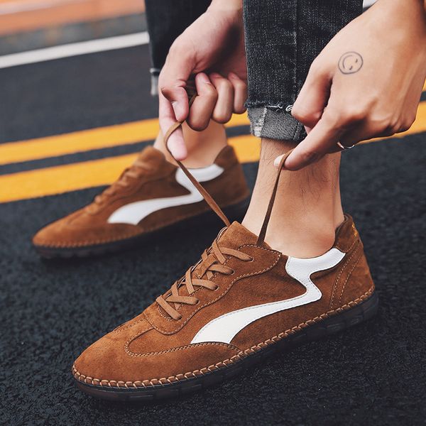 

2019 new men's fashion casual shoes trend wild fashion low thick-soled male shoes men leather male u3-44, Black