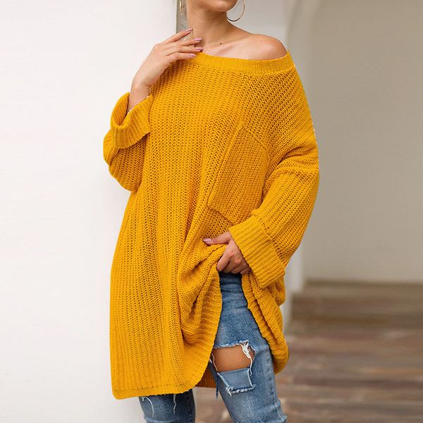 

women loose sweater wide-sleeved solid color casual sweater js26, White;black