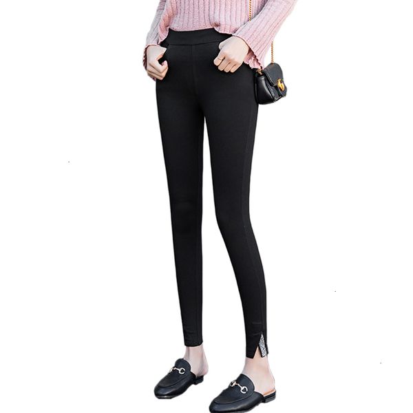 

designer sweatpants casual pants new spring ankle split stitching ribbon pencil pants black elastic woven casual leggings skinny pants, Black;white