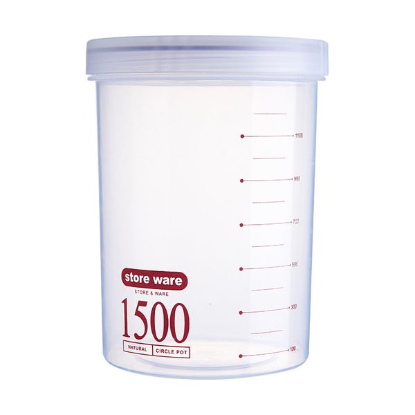 

big deal kitchen storage bottle with lid sealed large capacity cereal bottle box transparent plastic can red 1500m