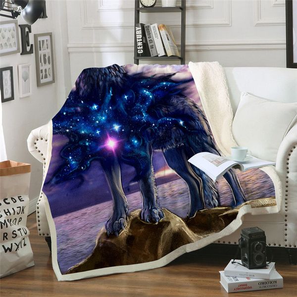 

wolf star heart printed plush throw blanket bedspread for kids girls sofa sherpa blanket couch quilt travel high quality