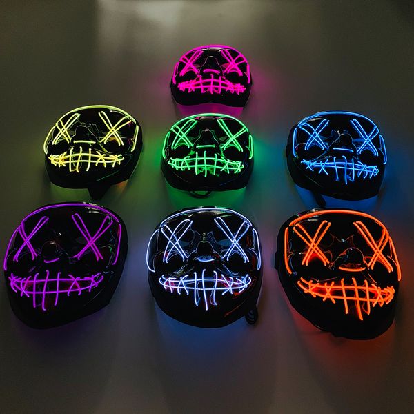 

halloween led mask purge masks election mascara costume 7 colors dj party light up mask glow in dark neon cosplay payday