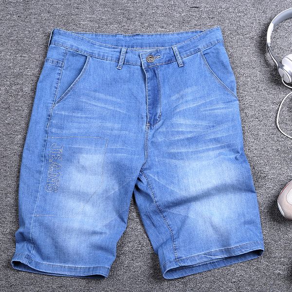 

blue classic short denim jeans casual men summer 2019 plus size w 44 46 48 50 52