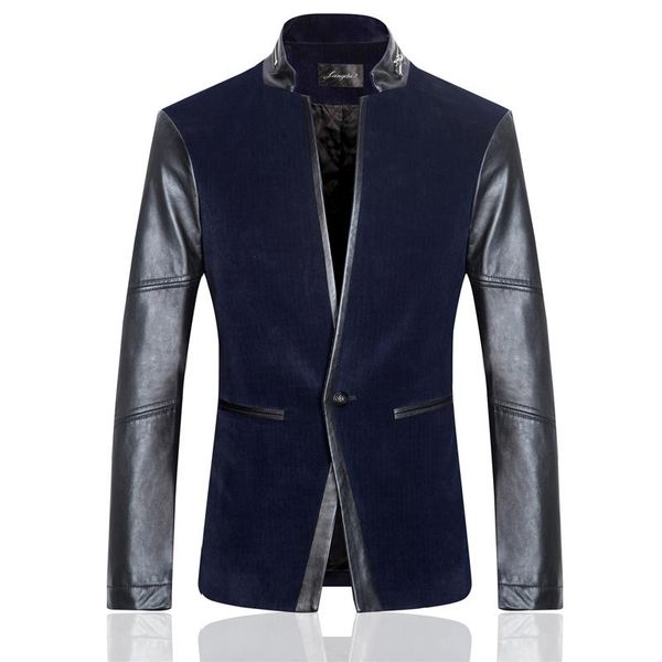 

wholesale- 2017 new arrivel winter style men's high-end corduroy patchwork leather suit jackets genuine leather dress coat