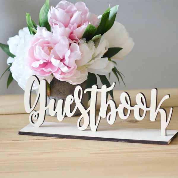 

new cute wooden guestbook sign wedding decor tanding sign decoration diy gift wood color fashion party favor