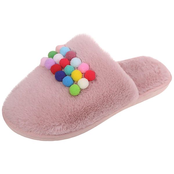 

new fashion women round toe mixed colors winter warm comfortable indoor shoes, Black