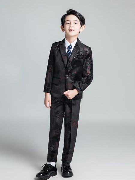 

юаньлу мальчиков костюмы для свадеб фортепианного blazer куртка 5pcs формальные пром детские костюмы детские одежда gentleman, Black