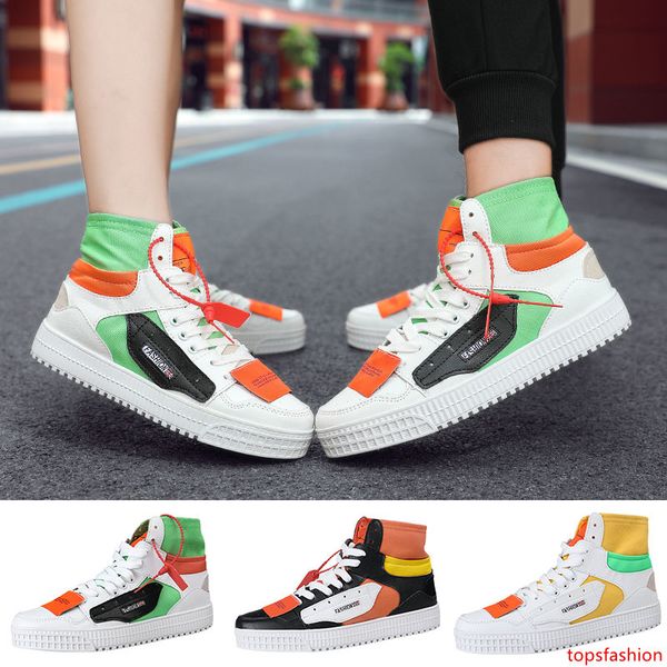 

новый конструктор mens женщины повседневная обувь mid кожа canvas сращивания мода платформы обувь зеленый белый черный кофе оранжевый спорт