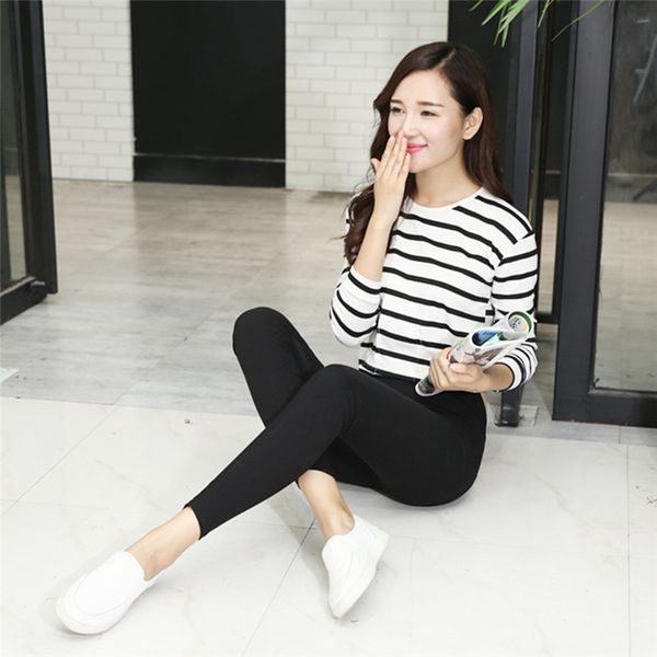 

2019 women black pants high waist denim women pants high elastic skinny pencil stretch, Black;white