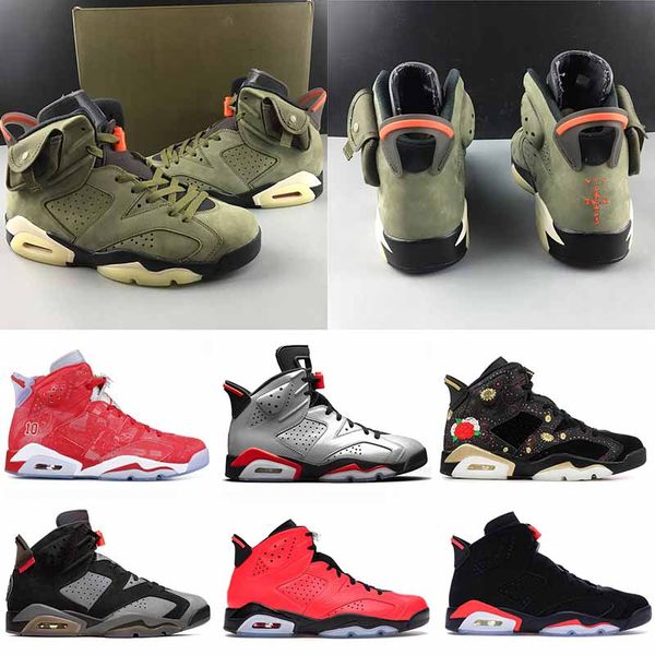 

jumpman travis scott 6 psg black infrared flint 6s basketball shoes men mens unc tinker black cat gatorade green carmine sneakers trainers, White;red