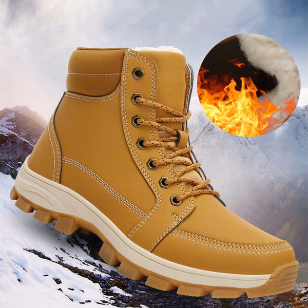 

men snow boots hiking booties warm absorption non-slip winter shoes ed889