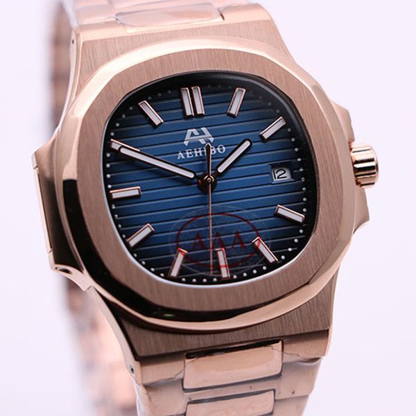 

полный золотой aehibo люминесцентные мужские часы автоматические часы овальный синий циферблат прозрачный механизм назад сапфировое стекло к, Slivery;brown