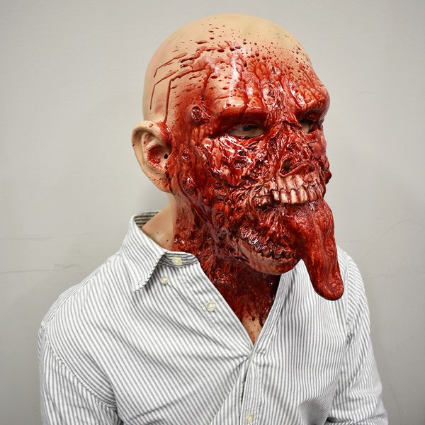

scary halloween latex bloody zombie melting mask cosplay costume full overhead latex props