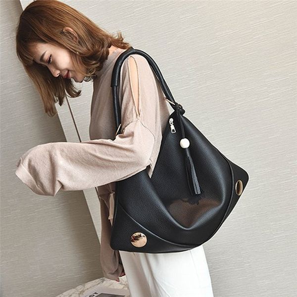 

shoulder bag soft leather mature temperament messenger bag bucket dumplings package female