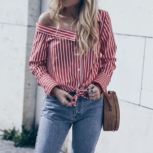 

women striped long sleeve blouse shirt female loose blusas femme autumn fall casual ladies office blouses v-neck blouses, White