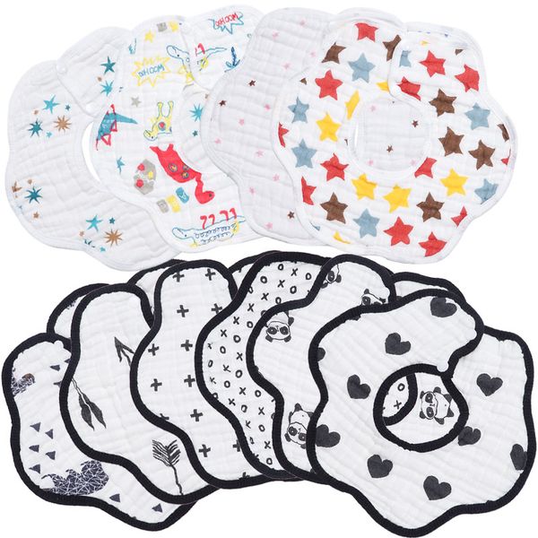 

2019 new arrivals baby bibs newborn round 360 degree rotating burp cloth feeding scarf 8 layer cotton bandana bibs kids' things