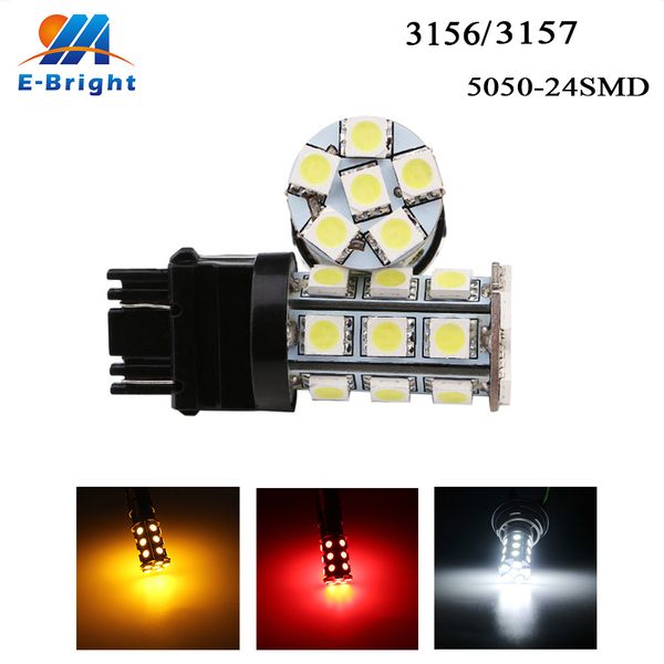 

1pcs 3156 3157 t25 24smd 288lm car led lights automobile brake bulbs turn signal backup slamp external lights lens