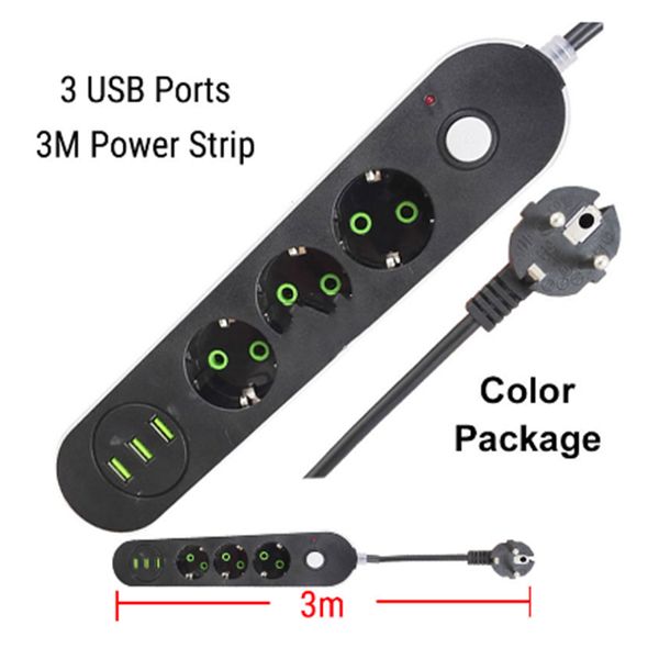 

ес русский usb удлинитель электрическая розетка штекер мульти розетка силовая лента с usb зарядными портами 3 м шнур кабель защита от перена