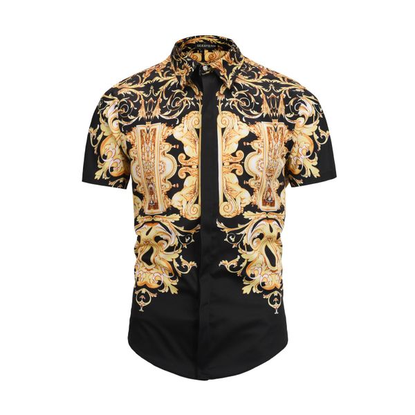 

runway brand clothing men's short sleeve shirt printing greek mythology boy paisley pattern fashion summer leisure hip hop top, White;black