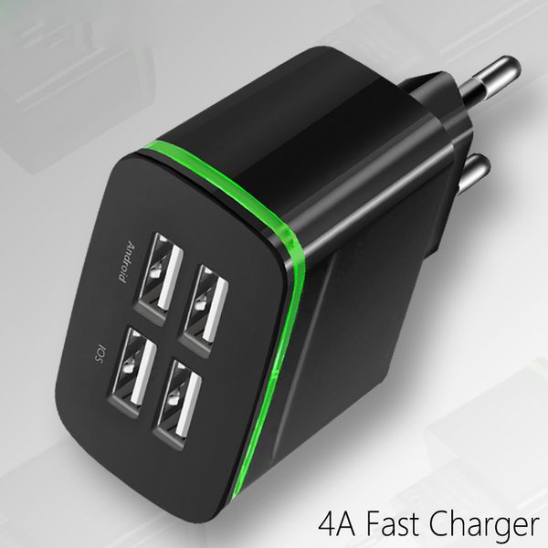 

4 usb зарядное устройство ес plug быстрая зарядка зарядное устройство адаптер type-c кабель телефона зарядные устройства