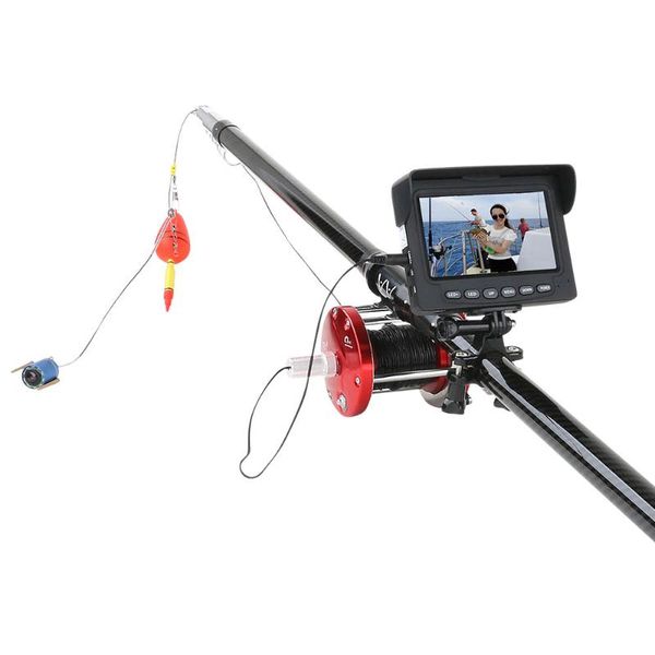 

30m 1200tvl fish finder подводная рыбалка камера 4,3 «» дисплей 10шт led ночного видения 195 градусов металла моря колеса камеры