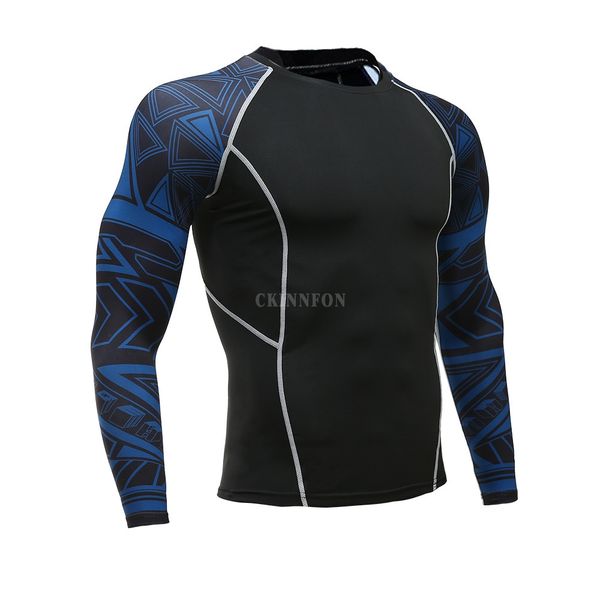 

50pcs/lot men fitness long sleeve cycling base layers men bodybuilding skin tight thermal compression shirts workout t shirt, Black
