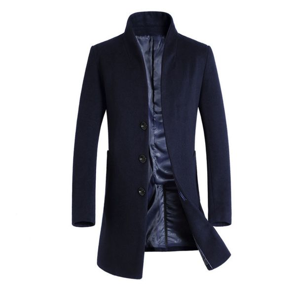 

winter men solid trench coats lapel neck long coats button business style fashion hoome clothing, Tan;black