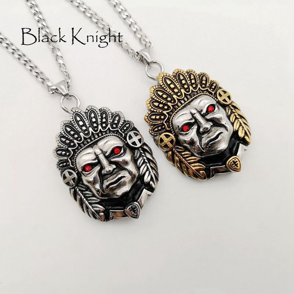 

black knight stainless steel indian tribe leader pendant necklace mens cool ethnic tribe leader fashion necklace blkn0781, Silver