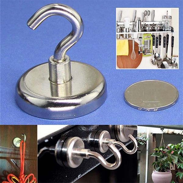 

2 pcs magnetic hooks power hook magnet holder super heavy neodymium rare earth 75kg suction for cup key 2019
