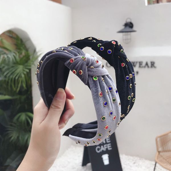 

ins simple cloth head hoop women color stamping headband hair hoop hair accessorie diamond headband