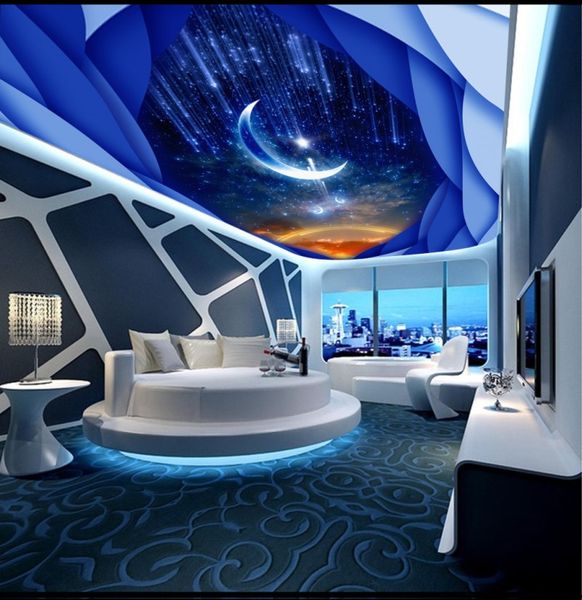 Custom Ceilings Dream Starry Moon 3d Ceiling Blue Sky 3d Ceiling Murals Wallpaper High Wallpaper Hd Hollywood Wallpapers From Wallpaper1688 16 39