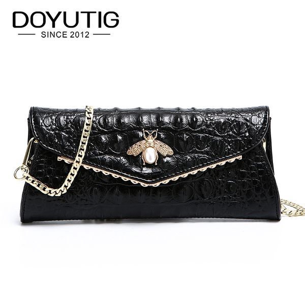 

doyutig women luxury evening clutch bags black honeybee charm female genuine leather shoulder bag crossbody purse & handbag a212