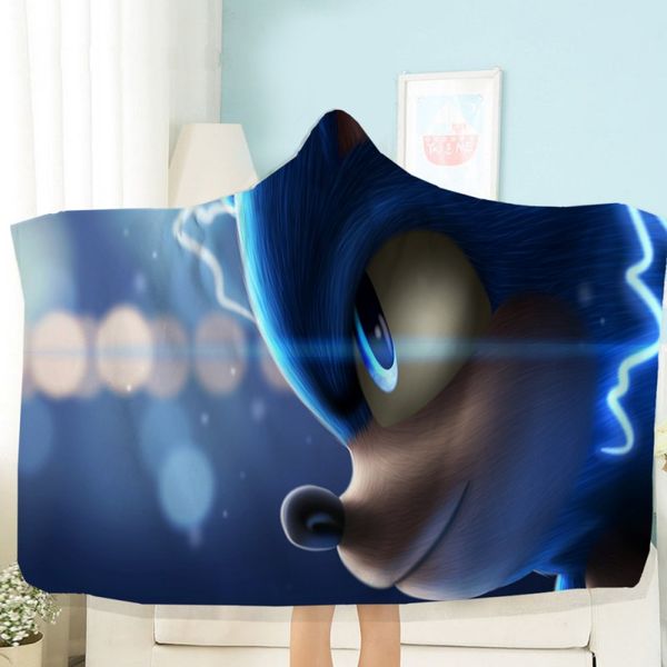 

soft wearable blanket for kids adults warm hooded blanket hoodie plush sonic the hedgehog anime sherpa throw blankets