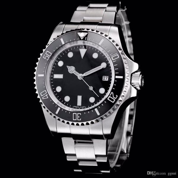 

топ роскошные часы морской стиль 43 мм керамическое кольцо высокое качество нержавеющей стали ремешок оригинальный складной пряжкой сапфиров, Slivery;brown