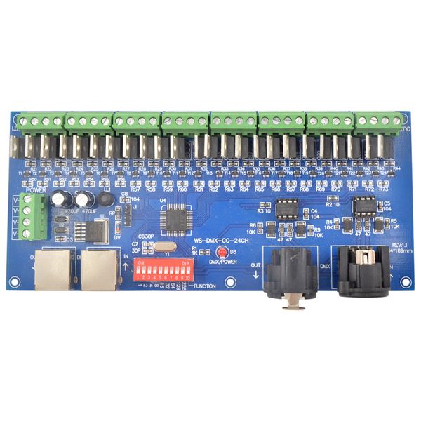 WS-DMX-CC-24CH 24CH dmx512 decoder controller Tensione costante catodo comune ad alta frequenza 24 Chnnel 8 gruppo ogni canale max 3A