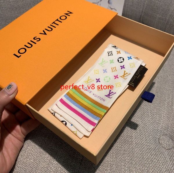 

2020 luxury designer silk bag scarf headbands new classic brand women silk scraves grade ladies silk bag scarf hair bands, Blue;gray