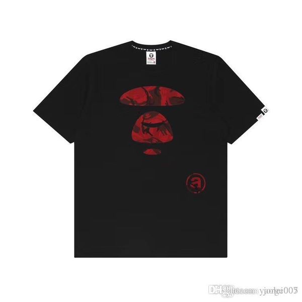 

spring and summer new ape men's short-sleeved luminous camouflage letter pattern printing quality cotton t-shirt, White;black