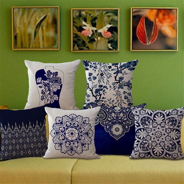 

китайский синий и белый стиль наволочка белье хлопок декоративные подушки дивана покрытие living roomcar наволочки 100г
