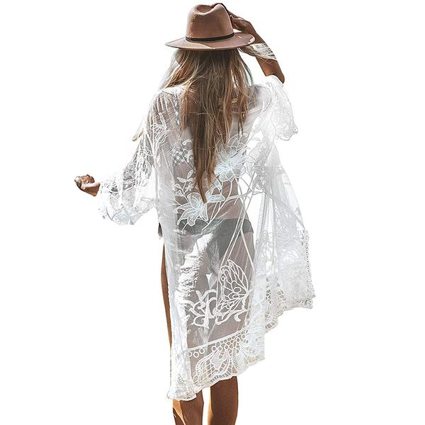 

women sheer mesh lace bikini cover up summer beach dress cardigan swimwear ladies tunic kaftan transparent sarong beachwear