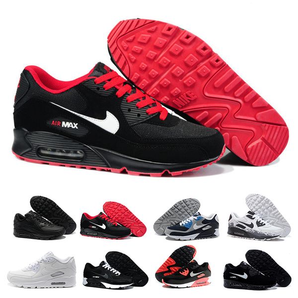 

new design 2019 air cushion 90 casual running men women shoes black white red 90 sneakers classic air90 trainer outdoor sports shoes b
